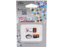 Team Xtreem 64GB microSDXC Flash Card With Card Reader Model TUSDX64GUHS30