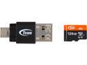 Team 128GB microSDXC Flash Card with OTG/USB reader Model TUSDX128GUHS36