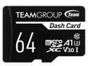 Team 64GB Dash Card  microSDXC UHS-I/U3 Class 10 A1 V30 Memory Card with Adapter, Compatible for cams, Speed Up to 100MB/s (TDUSDX64GUHS03)