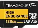 Team 128GB High Endurance microSDXC UHS-I U3, V30 Memory Card, designed for monitoring, Speed Up to 100MB/s (THUSDX128GIV3002)
