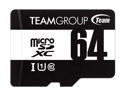 Team 64GB microSDHC UHS-I/U1 Class 10 Memory Card with Adapter, Speed Up to 100MB/s (TUSDX64GCL10U03)