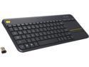 Logitech K400 Plus Wireless Touch TV Keyboard With Easy Media Control and Built-in Touchpad, HTPC Keyboard for PC-connected TV, Windows, Android, Chrome OS, Laptop, Tablet - Black