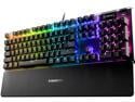 SteelSeries Apex 5 Hybrid Mechanical Gaming Keyboard – Per-Key RGB Illumination – Aircraft Grade Aluminum Alloy Frame – OLED Smart Display (Hybrid Blue Switch)