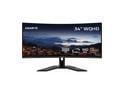 GIGABYTE - G34WQCP - 34" VA Curved Gaming Monitor - WQHD 3440x1440 - 180Hz - 1ms MPRT - AMD FreeSync Premium - HDMI, DP - Height Adjustable - Black