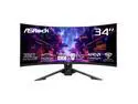 ASRock Phantom Gaming 34" 180 Hz VA WQHD Gaming Monitor FreeSync Premium (AMD Adaptive Sync) 123% sRGB / 94% DCI-P3 PG34QRT3A