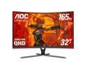 AOC 31.5" 165 Hz (DisplayPort 1.4), 144 Hz (HDMI 2.0) VA QHD Gaming Monitor FreeSync Premium (AMD Adaptive Sync) NTSC 102% (CIE1976) / sRGB 123% (CIE1931) / DCI-P3 93% (CIE1976) HDMI, DisplayPort, Aud
