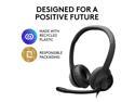 Logitech H390 Wired Headset, Stereo Headphones with Noise-Cancelling Microphone, USB, In-Line Controls, PC/Mac/Laptop - Black