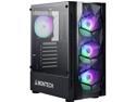 Montech X1 Black ATX Mid-Tower Case/High Airflow, Front Mesh Ventilation, Tempered Glass Side Panel, Pre-Installed 4 x 120mm Autoflow Rainbow LED Fans