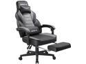 BOSSIN Racing Style Gaming Chair Computer Desk Chair with Footrest and Headrest, Ergonomic Design, Large Size High-Back E-Sports Chair, PU Leather Swivel Office Chair (Gray)