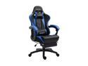 Dowinx Gaming Chair | Ergonomic Racing Style Recliner with Massage Lumbar Support | Office Armchair for Computer | PU Leather | E-Sports Gamer Chairs | Retractable Footrest | Black & Blue