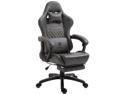 Dowinx Gaming Chair Office Chair PC Chair with Massage Lumbar Support, Vantage Style PU Leather High Back Adjustable Swivel Task Chair with Footrest (Light Grey)
