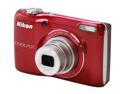 Nikon COOLPIX L26 Red 16.1 MP 5X Optical Zoom 26mm Wide Angle Digital Camera