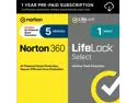 Norton 360 for 5 Devices with LifeLock Select, 1 Year Subscription with Auto Renewal, All-in-One Protection for your Devices, Online Privacy, and Identity [Download]