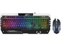 USB RGB Gaming Keyboard and Mouse Combo, 104 Key Rainbow Backlit Keyboard and Mouse Set, Computer Keyboard USB Wired Mouse for Windows PC Gamers (GT817 RGB Backlit)
