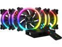 GAMDIAS AEOLUS M1-1205R 120MM RGB 5 in 1 Fan Pack with Controller and Remote, 5-Pack.