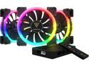 GAMDIAS AEOLUS M1-1403R 140 MM RGB 3 in 1 Fan Pack with Controller and Remote, 3-Pack.