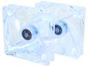Rosewill ROCF-13002 - 120mm Computer Case Cooling Fan with LP4 Adapter - Transparent Frame & 4 Blue LED Lights, Sleeve Bearing, Silent (Pack of 2)