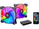 Rosewill RGB Case Fan Set, 120mm Case Fans with 17-Key Remote Control & 8-Port RGB Fan Hub, 2 x 120 mm RGB Case Fans Set Ultra-Quiet PC Fan Set (2-Pack) - RGBF-17002