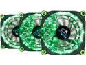 APEVIA 312L-DGN Green LED 4pin+3pin Case Fan w/15x Anti-Vibration Rubber Pads (3 in 1 pack) - Retail