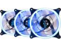 APEVIA 312L-CBL Blue LED 120mm x 120mm x 25mm 4pin+3pin Blue LED Case Fan w/ 30 x Blue LEDs & Anti-Vibration Rubber Pads