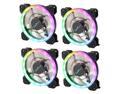 Apevia 412L-RGB Spectra 120mm Silent Dual Ring Addressable RGB Color Changing LED Fan with Remote Control, 16x LEDs & 8X Anti-Vibration Rubber Pads (4-pk)