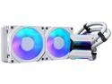 Phanteks Glacier One 240MPH D-RGB AIO Liquid CPU Cooler, Infinity Mirror Pump Cap Design, 2x Silent 120mm MP PWM Fans, 2x D-RGB Halos Fan Frames, White, PH-GO240MPH_DWT01