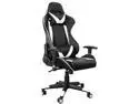 Kimrace Gaming Chair PC Office Chair Computer Chair with High Back, Faux Leather, Backrest and Seat Height Adjustment, Black / White