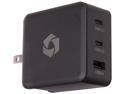 Rosewill 63W Three-Port GaN Wall Charger with 2 USB-C Ports and 1 USB-A Port, Up to 60W Single Port Output, QC 3.0 Quick Charge for Laptops, Tablets and Phones, Black - (RBWC-20003)