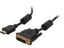 Coboc EA-HD2DVI-3-BK 3 ft. Black HDMI A Male to DVI-D (24+1) Male 30AWG High Speed  HDMI to DVI-D  Adapter Cable w/ Ferrite Cores Male to Male