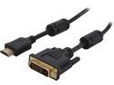 Coboc EA-HD2DVI-6-BK 6 ft. Black HDMI A Male to DVI-D (24+1) Male 30AWG High Speed Adapter Cable w/ Ferrite Cores