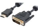 Coboc EA-HD2DVI-10-BK 10 ft. Black HDMI A Male to DVI-D (24+1) Male 30 AWG High Speed HDMI to DVI-D Adapter Cable w/Ferrite Cores Male to Male
