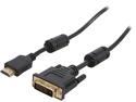 Coboc EA-HD2DVI-15-BK 15 ft. Black HDMI A Male to DVI-D (24+1) Male 30 AWG High Speed HDMI to DVI-D Adapter Cable w/ Ferrite Cores Male to Male