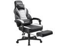 BOSSIN Racing Style Gaming Chair Computer Desk Chair with Footrest and Headrest, Ergonomic Design, Large Size High-Back E-Sports Chair, PU Leather Swivel Office Chair (White)