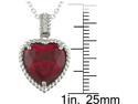 0.025 CT  Diamond TW And 7 3/4 CT TGW Created Ruby Heart Pendant With Chain Silver GH I2;I3
