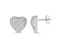 Sterling Silver Heart Shape Round Cubic Zirconia Earrings