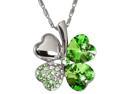 18k Gold Plated Swarovski Crystal Heart Shaped Four Leaf Clover Pendant Necklace (Peridot Green) 208257.9937GR