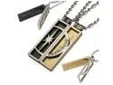 Fall in Love Stainless Steel Moon Star Cubic Zirconia Black and Gold Tone Pendant Necklace Couples Set 16"/20" - Various Length Available