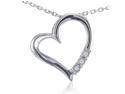 Three Stone Diamond Heart Necklace in Sterling Silver on an 18" Chain