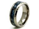 TIONEER R20398-085 Titanium w/ Imitation Blue Marble Inlay Band Design Ring