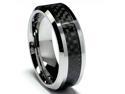 8MM Men's Tungsten Carbide Ring Wedding Band W/ Carbon Fiber Inaly