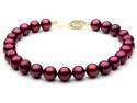 The Pearl Outlet Cranberry Red Freshwater Pearl 7 1/2" Bracelet - 8mm AAA 14k Gold Clasp