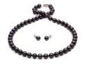 Black Pearl Set - Necklace and Earrings 7-8mm AA+ Sterling Silver