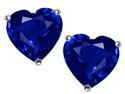Star K 3.00 Ctw Heart Shaped 7mm Created Sapphire Earring Studs
