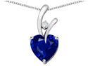 Star K 1.95 CTW Heart Shaped 8mm Created Sapphire in Sterling Silver Pendant Necklace 18"
