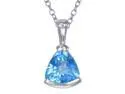 Sterling Silver Swiss Blue Topaz Pendant (0.90 CT) With 18 Inch Chain