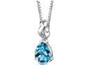 Mysterious Allure: Sterling Silver 2.25 ct. Pear Shape Blue Topaz Pendant with 18 inch Silver Necklace