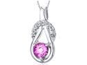 Oravo SP10090 Elegant Glamour 0.75 carats Round Cut Sterling Silver Pink Sapphire Pendant with 18" Silver Necklace
