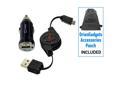 Blackberry Bold 9900 Retractable Sync & Charge USB Kit (Retractable USB Cable & Bullet Car Adapter)