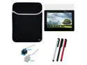 GTMax Black Universal Neoprene Sleeve Protective Case + Clear LCD Screen Guard + 3 Colors Stylus + LCD Screen Cleaner Strap for Asus TF201 10.1-Inch Eee Pad Transformer Prime Tablet