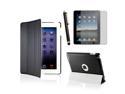 Slim fit Duel Layer Black leather smart cover case and multi-position support for The New iPad 3 iPad 2 + Screen Protector and Stylus Pen